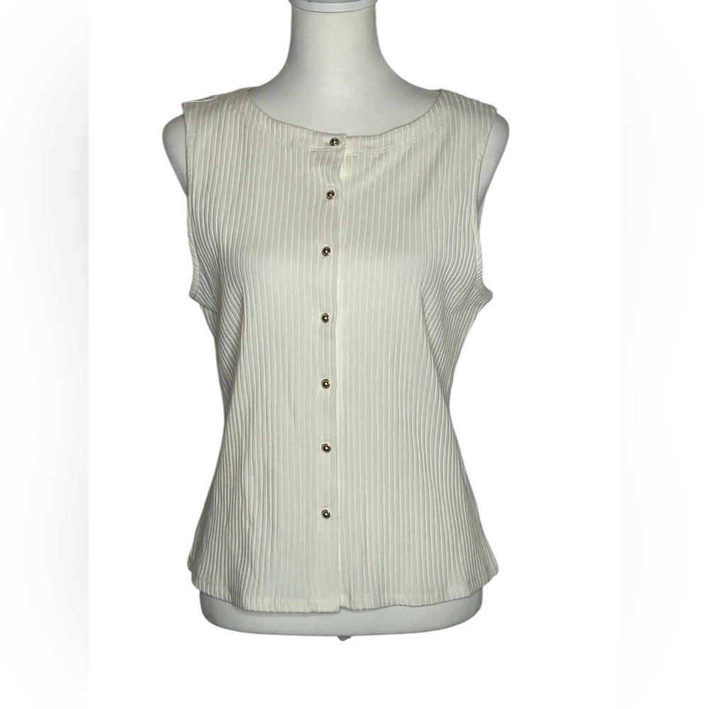 NWT Truth by Republic cream ribbed sleeveless top size large